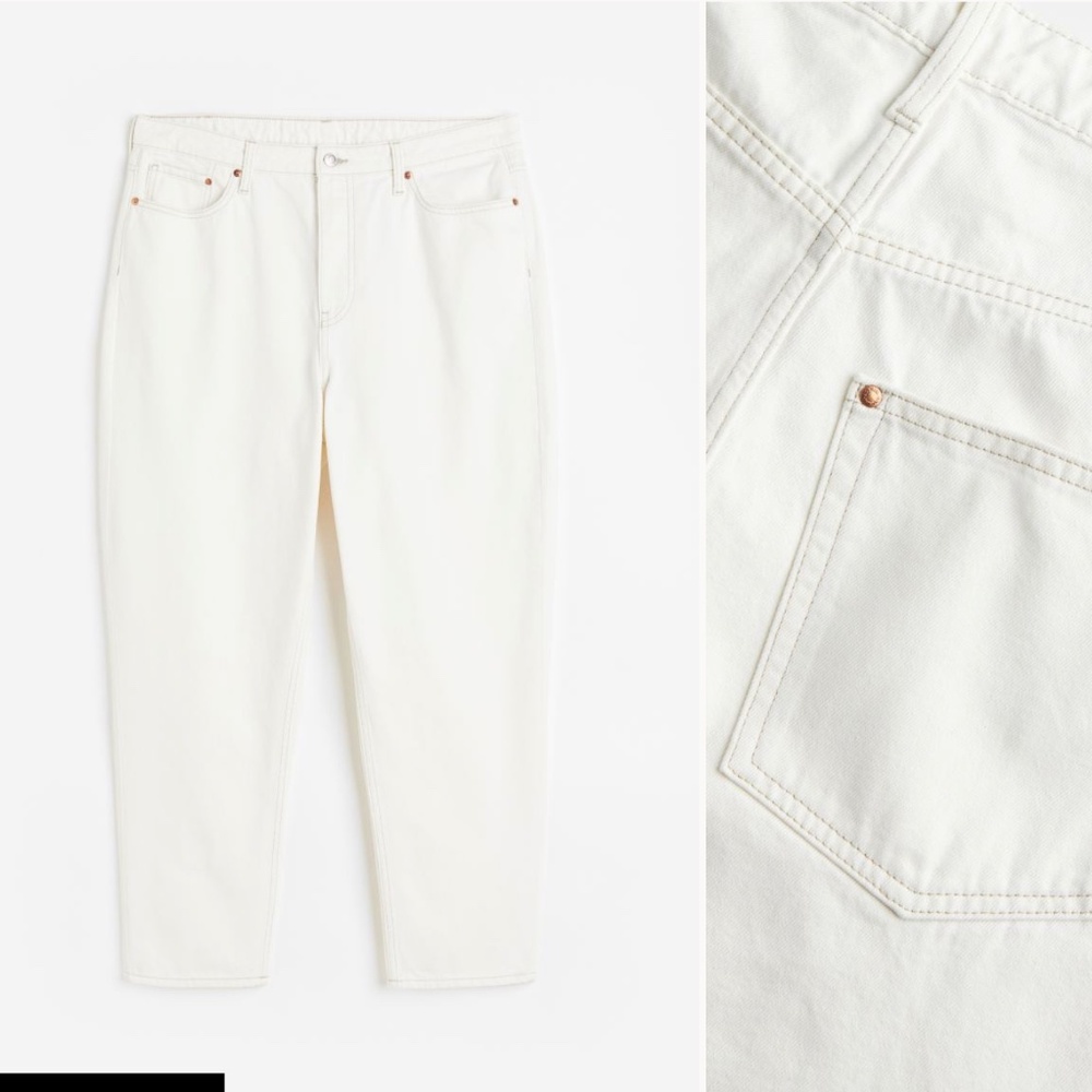 H&M High Rise Mom Jean in Cream